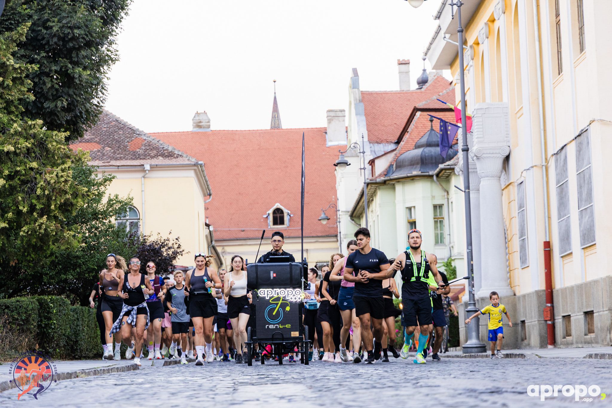 Haita alergând printre clădirile Sibiului